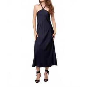 NEW LUCY PARIS mica halter midi dress in navy